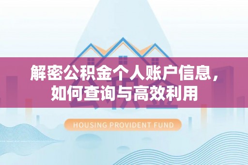 莲花解密公积金个人账户信息，如何查询与高效利用